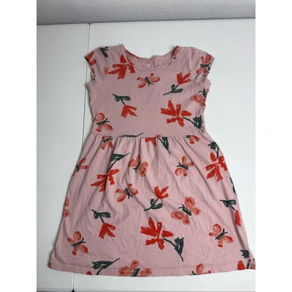 Carter’s Girls Floral Pink Dress Size 7 Cotton